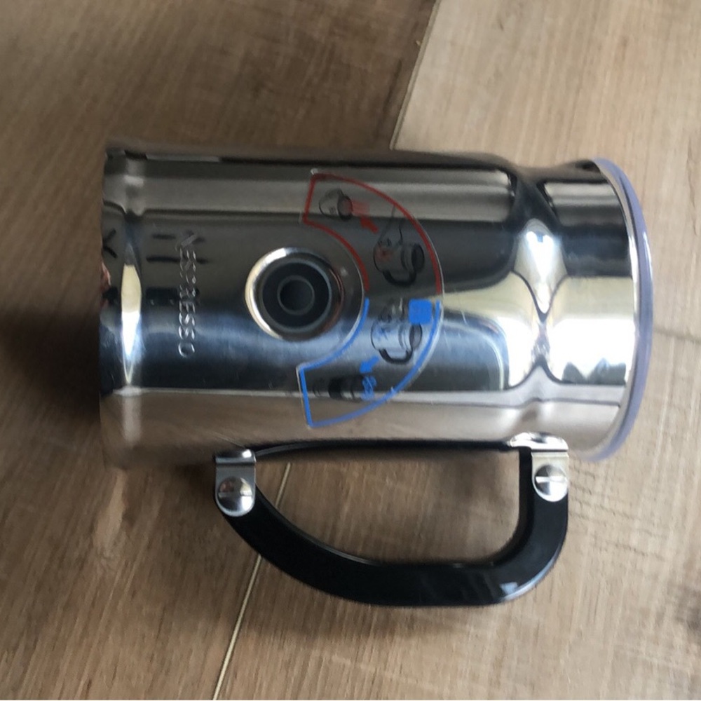 Nespresso Chrome Milk Frother with Black Handle